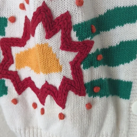 Vintage embroidered cable knit Cardigan tennis sweater 90s - Picture 2 of 9